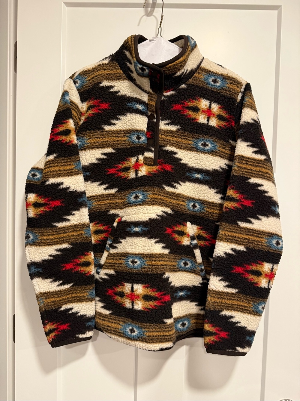 Wrangler Southwestern Aztec Fleece Pullover Jacket Quarter Zip Size S
